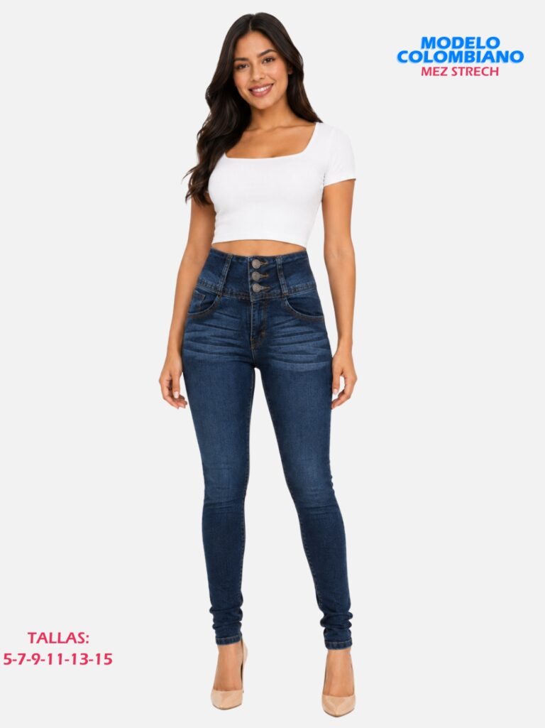 Pantalon Colombiano Botones Mezclilla Strech Paquete 10 Piezas