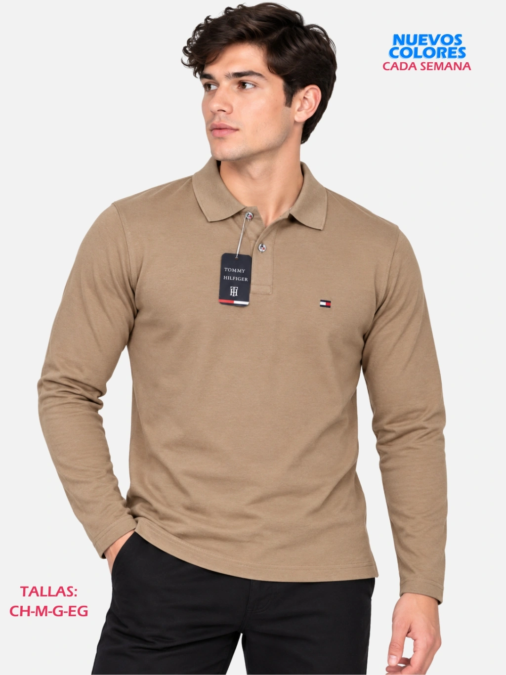 Playera Polo Tommy Manga Larga Algodón Paquete 10 Piezas